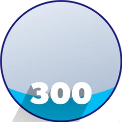 Moldura Círculo azul, 300 branco com sombra — 300